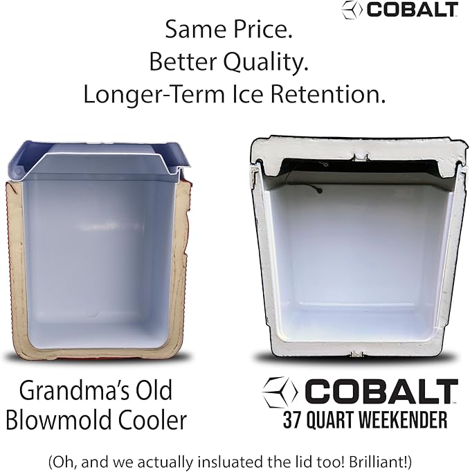 37 Quart Cobalt Weekender Cooler - Ice Chest by Blue Coolers for Camping, Sports Events, and Barbecues (Full Day Ice Retention)