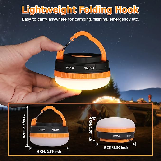 Yizhet 2 Pack LED Camping Lantern, Camping Lamp Flashlights, Camping Light with Magnetic Base 5 Modes Portable Outdoor Tent Light for Hiking Fishing Camping (AAA Batteries Need Self-provided)