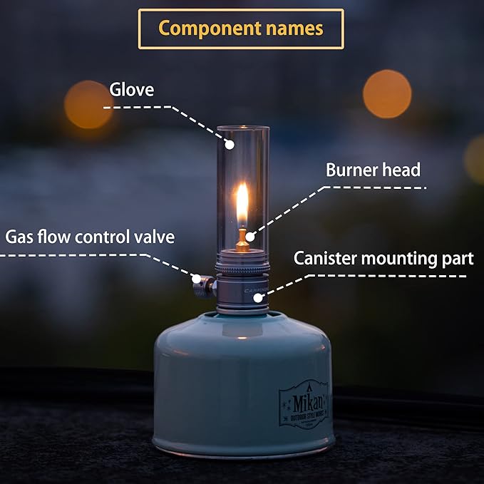 CAMPINGMOON Gas Candle Lantern w/ EN417 Lindal Valve Standrad Camping Canister T-1D