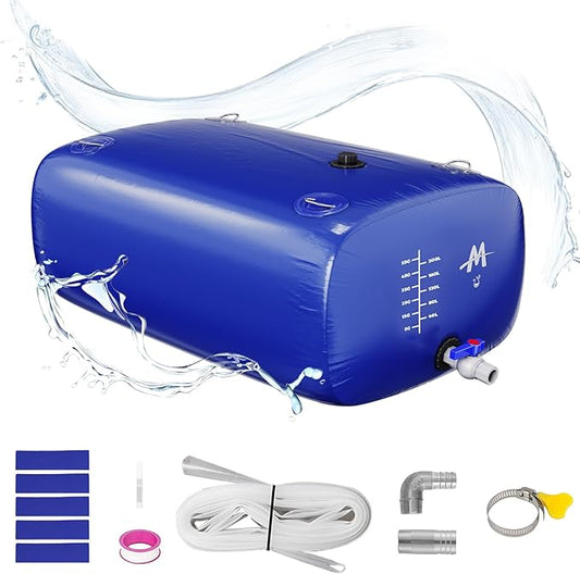 Moongiantgo 63.4G/240L Foldable Water Bladder-1000D PVC Portable Emergency Water Storage Container with Valve & Overflow Kit-Soft Storage Bag for Emergencies, RV, Camping, Irrigation