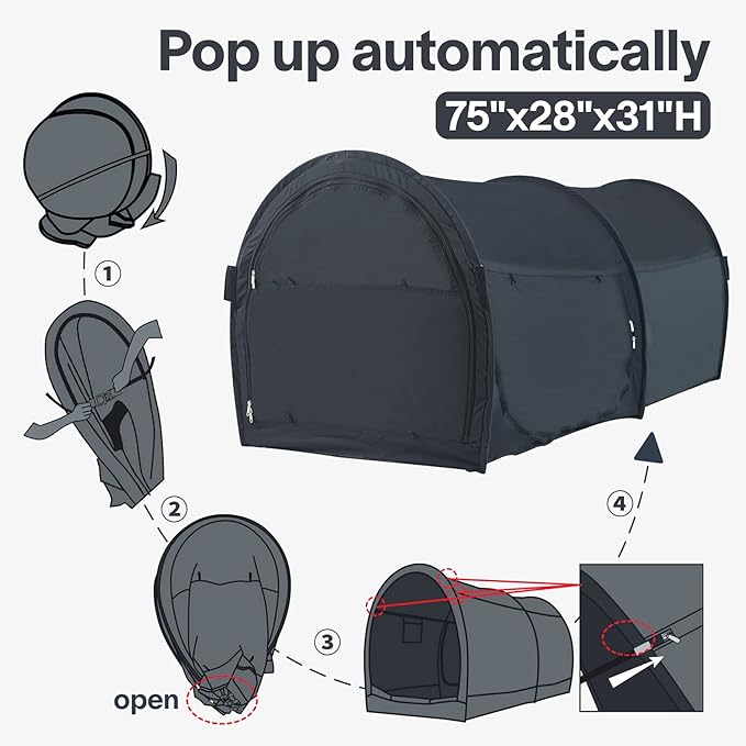 EighteenTek Bed Canopy Office Bed Tents Dream Tents Privacy Space Office Sleeping Tents Indoor One Person Lay Down NOT Sitting Pop Up Portable Frame Curtains Breathable Grey Cottage 75"L x 28"W x 31"H