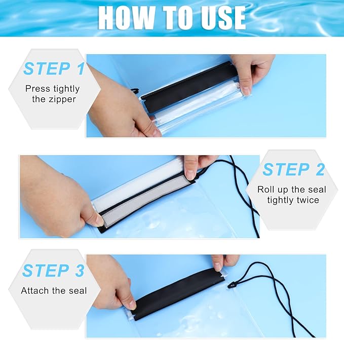 Meetory Clear Waterproof bags Pouch Dry Bags For Camera Mobile Phone Maps Kayak Document Holder,3 Piece Waterproof Plastic Pouch Document Holder Utility Bags for Travel Boating Swimming(Black)