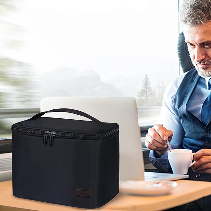 Gloppie Insulated Lunch Bag Lunch Box for Men Women Lunchbox Cooler Bag for Work Picnic, Idea for Gift, Black