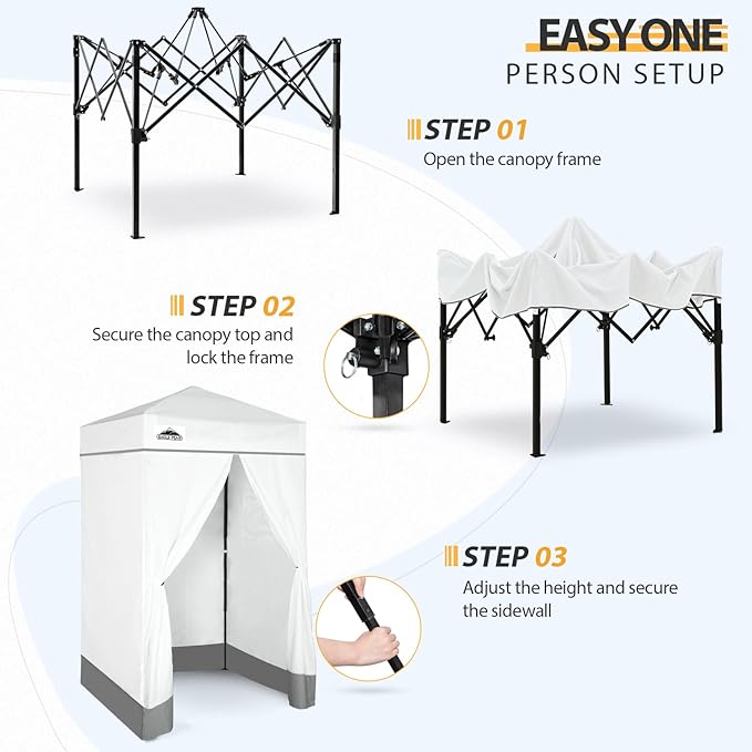EAGLE PEAK Flex Ultra Compact 4x4 Pop-up Canopy, Sun Shelter, Changing Room, Portable Privacy Canopy Cabana for Pool, Fashion Photoshoots, or Camping, 4x4 ft, White