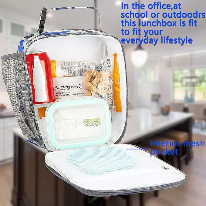 FlowFly Kids Lunch box Insulated Soft Bag Mini Cooler Back to School Thermal Meal Tote Kit for Girls, Boys, Camo