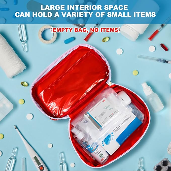 AOUTACC 6pcs First Aid Bag Empty, Waterproof Durable First Aid Kit Bag Empty with Zippered,First Responder Storage Medicine Emergency Bag for Home Office Kitchen Outdoor Travel Camping Activities-Red