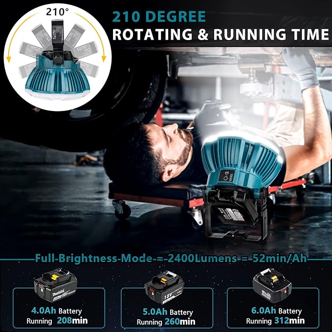 LED Camping Lantern for Makita 18v Li-ion Battery, 24W 2400LM LED Work Light Portable Tent Light Flashlight for Camping, Car Repairing, Hiking, Fishing, Hurricane, Emergency