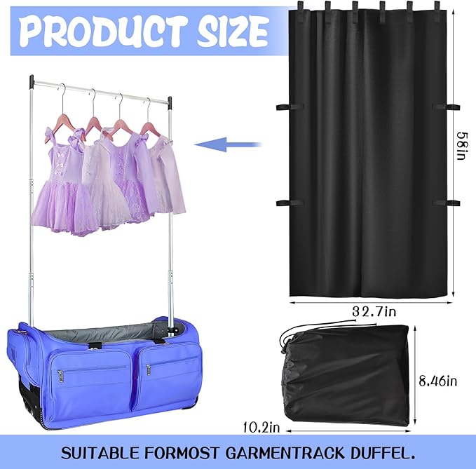 59'' x 32.7'' Privacy Curtain for Dance Bag, Portable Dancer Changing Curtain with Storage Bag Backstage Privacy Changing Room for for Dancer Backstage Camping Window Shades Dance Accessories
