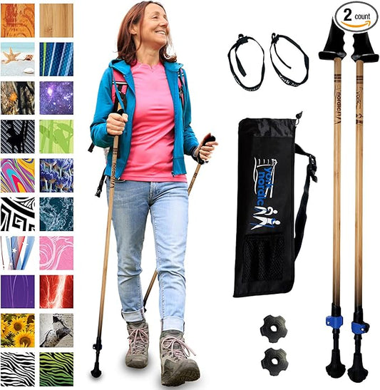 York Nordic Motivator Walking Poles for Balance and Rehab - Patented Stability Grips - Lightweight, Adjustable, and Collapsible - 2 Pieces Adjustable w/flip Locks - Heights 4'6" up to 6'2" - 230 lbs