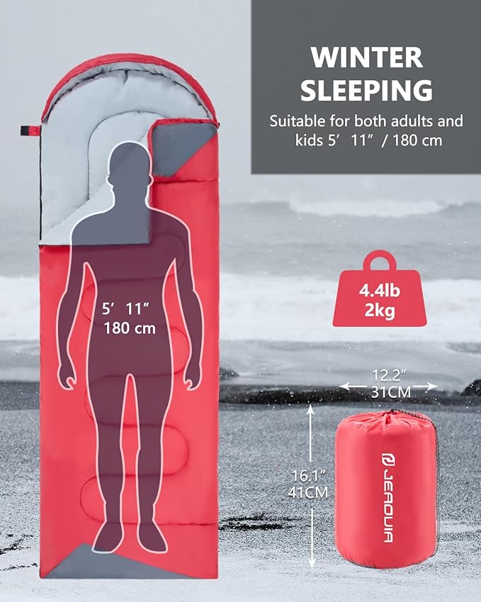 Sleeping Bags for Adults Backpacking Lightweight Waterproof- Cold Weather Sleeping Bag for Girls Boys Mens for Warm Camping Hiking Outdoor Travel Hunting with Compression Bags