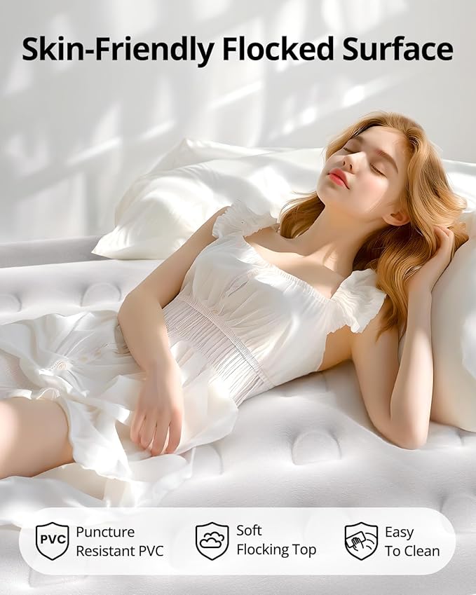 Airefina Air Mattress Queen with Built in Pump, 18 Raised Comfort Blow Up Mattress with Carrying Bag, Portable Inflatable Mattress for Guest Home, Air Bed Colchones Inflables 750 Lbs Max, 80*60*18 in