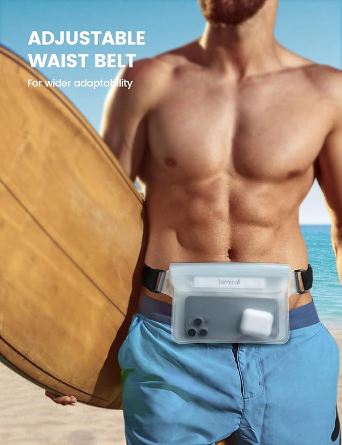 Lamicall Waterproof Pouch [2 Pack], Cruise Ship Essentials Fanny Pack for Women, Dry Bags Waterproof, Kayak, Boat, Travel, Paddle Board Accessories Must Haves, Beach Vacation Essentials, Clear