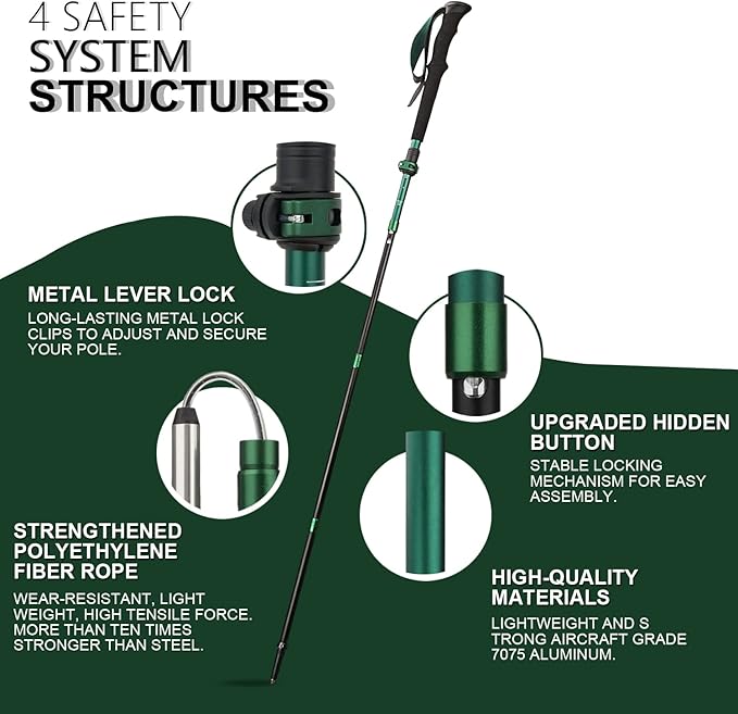 TheFitLife Collapsible Trekking Poles for Hiking – Lightweight Folding Walking Sticks for Men and Women with Extra-Long Foam Handle and Metal Flip Lock