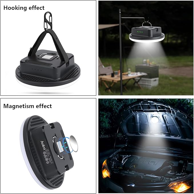 10000 mAh Portable LED Camping Light Rechargeable,3 Light Colors & 1500LM Stepless Dimming Tent Light, IPX65 Waterproof, Magnetic Base for Hurricane Emergencies, Outdoor, Hiking, Home (Telecontrol)