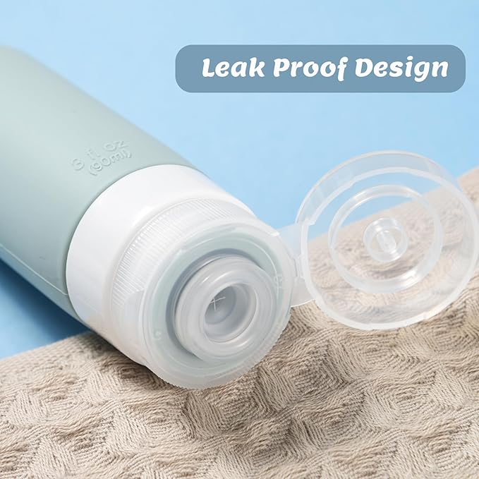 Silicone Travel Bottles for Toiletries with Labels, 3oz TSA Approved Squeezable Travel Size Containers, Leak Proof Travel Shampoo and Conditioner Bottles with Toiletry Bag (4 Pack, Dark Color)