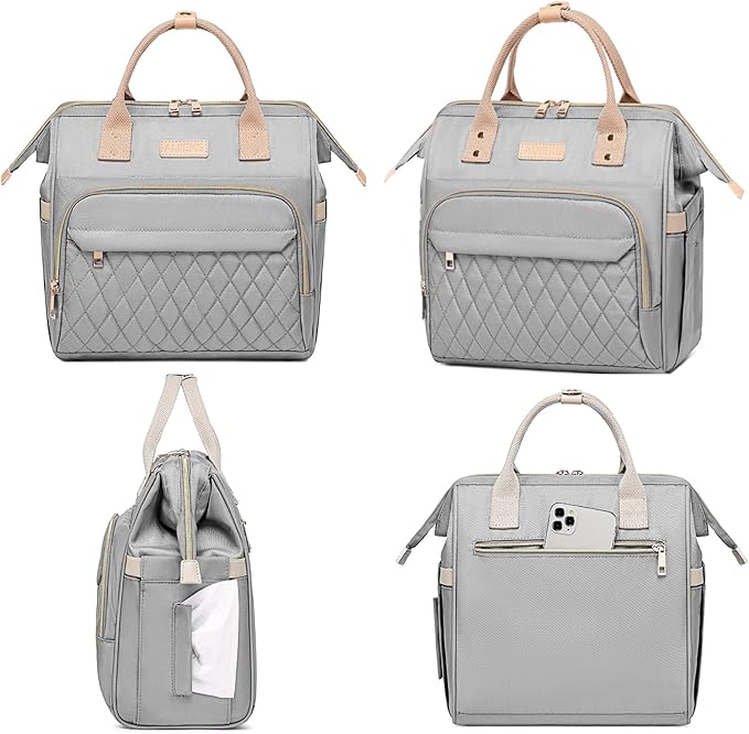 AIJIEKE Lunch Bag for Women, Large Lunch Box for Work Insulated Lunch Bag, Adult Leakproof Lunch Tote Cooler Bag with Side Pockets & Adjustable Strap, Lunch Purse for Picnic Beach Hiking, Grey