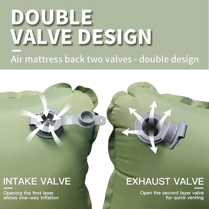 Outdoor Inflatable Mattress, self Inflating Sleeping pad, Airbed with Built-in Pump, Portable Camping Mattress for Adults, 200 x 122 x 7cm, Army Green