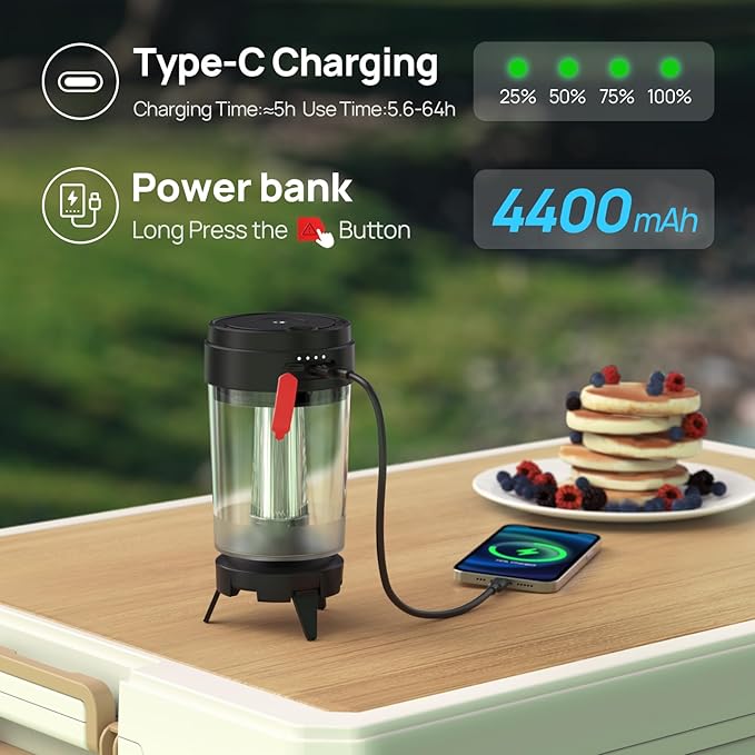 Consciot LED Camping Lantern, USB-C Rechargeable, 5 Light Modes 3 Color Temperatures 4400mAh Battery | Disassembly Free Design & Magnetic | Dimmable Flash Light & Night Light for Indoor and Outdoor