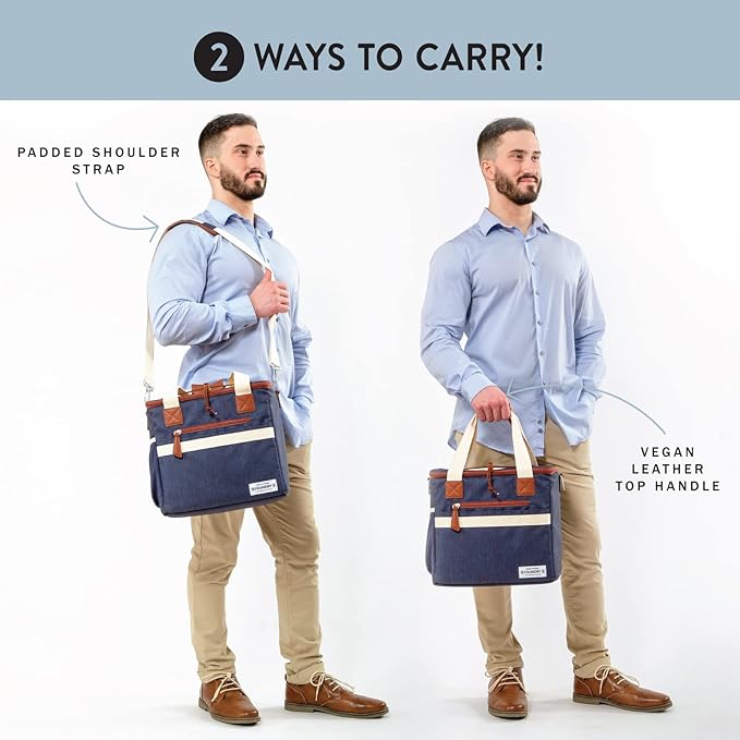 Fit & Fresh 24-Can Navy Insulated Soft Cooler Bag, 7.12 Liters, Portable, Leakproof, Insulated, PEVA Lined