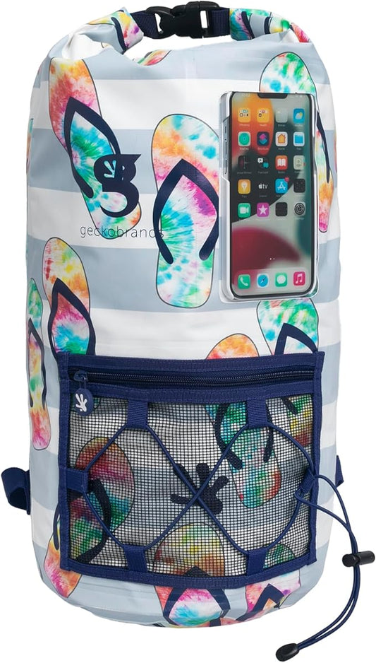 geckobrands Hydroner 20L Waterproof Dry Bag Backpack – Lightweight Roll-Top Bag with Clear Phone Pouch for Outdoor Activities