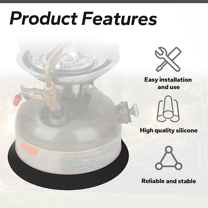 Camping Kerosene Lamp Silicone Base Suitable for Coleman Lanterns Models 200, 242, 335, 321, 502, 533, Protects Against Scratches and Enhances Stability（Black）