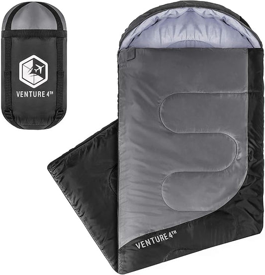 VENTURE 4TH Backpacking Sleeping Bag – XXL, Double and Single Sizes - Lightweight Warm & Cold Weather Sleeping Bags for Adults, Kids & Couples – Ideal for Hiking, Camping & Outdoor Adventures