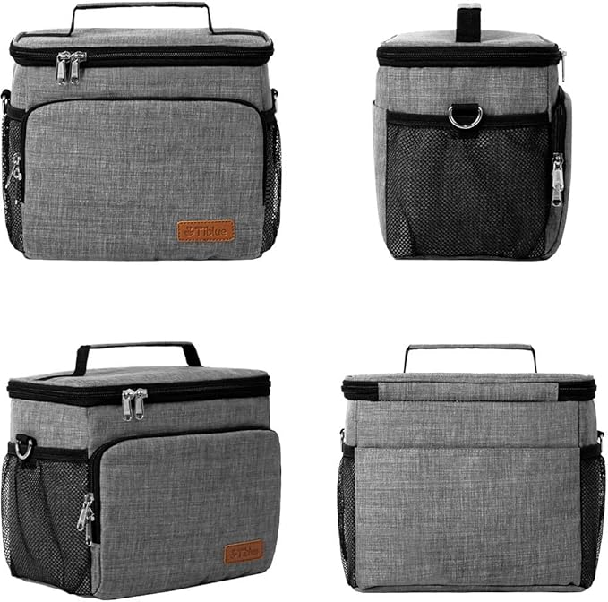 Tiblue Insulated Lunch Bag for Women/Men, Reusable Lunch Box for Office Work School Picnic Beach,Leakproof Freezable Cooler Bag with Adjustable Shoulder Strap for Kids/Adult(Medium, Rock Grey)