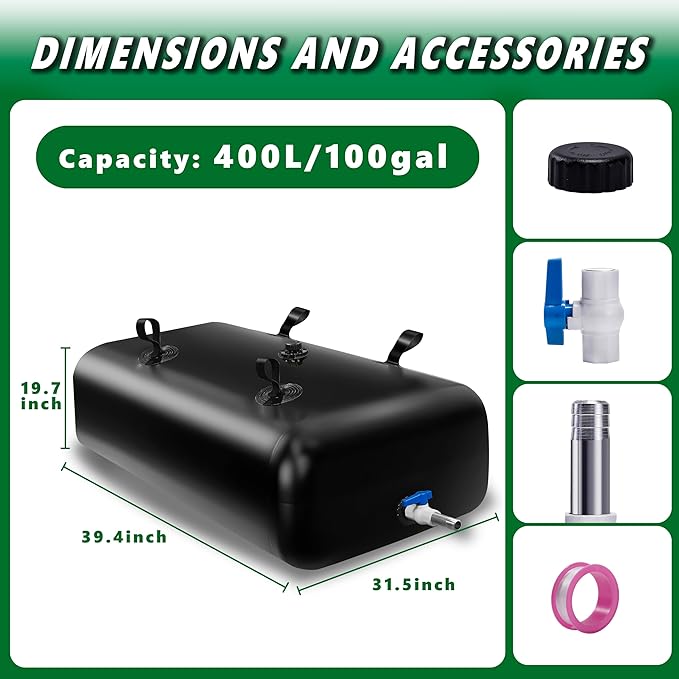 MXQMKL 400 L/100 gal Water Bladder Storage Containers, Foldable Portable Water Tank Large Capacity Soft Water Bag, Drought Resistance, Fire Prevention, Emergency Water