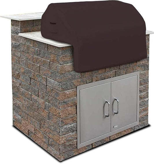Covers & all Built-in Outdoor Grill Cover, Durable 12 Oz Waterproof Cover Max Material with Air Pocket & Elastic for Snug Fit (36" W x 26" D x 24" H Inches, Coffee)