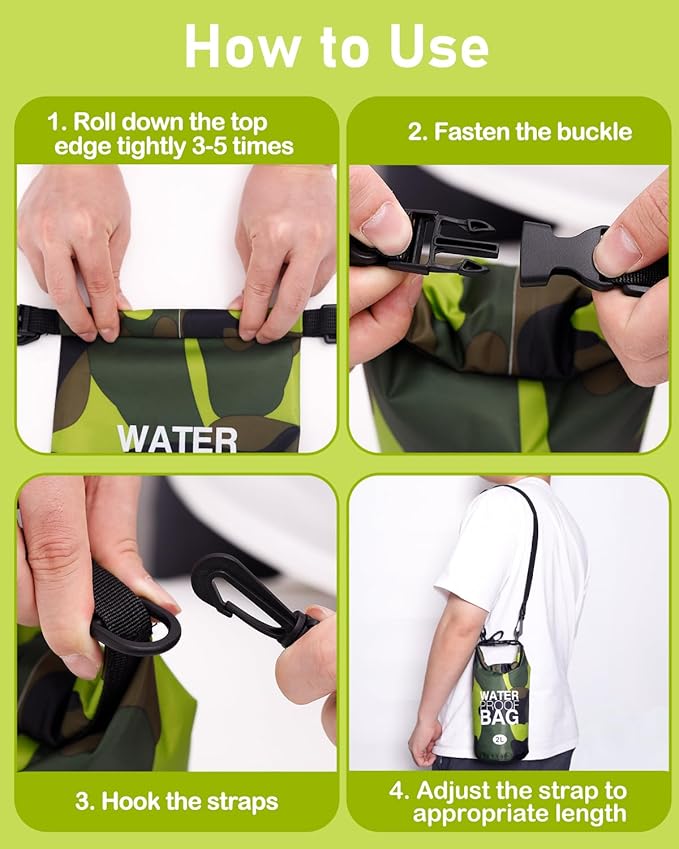 babygoal Waterproof Wet Bag and Dry Bag, Roll Top Waterproof 2L Backpack Sack for Travel,Swimming,Kayaking, Beach, Rafting, Boating, Hiking, Camping and Fishing 2WLL03-B