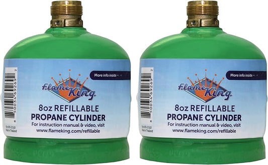 Flame King FK-0.5LB-2 (1/2LB) Refillable Empty Propane Cylinder Tank for Small Propane Lamps, Lanterns and Camp Stoves (2-pack)