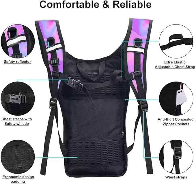 Hydration Backpack Pack, Water Backpack 20L Included 2L Hydration Bladder, Festival Essential - Rave Hydration Pack Hydropack for Hiking, Running, Biking, Festival Gear
