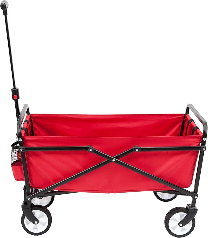 MACSPORTS Lightweight Collapsible Folding Outdoor Utility Wagon, Weight Capacity 150 LBS, Red