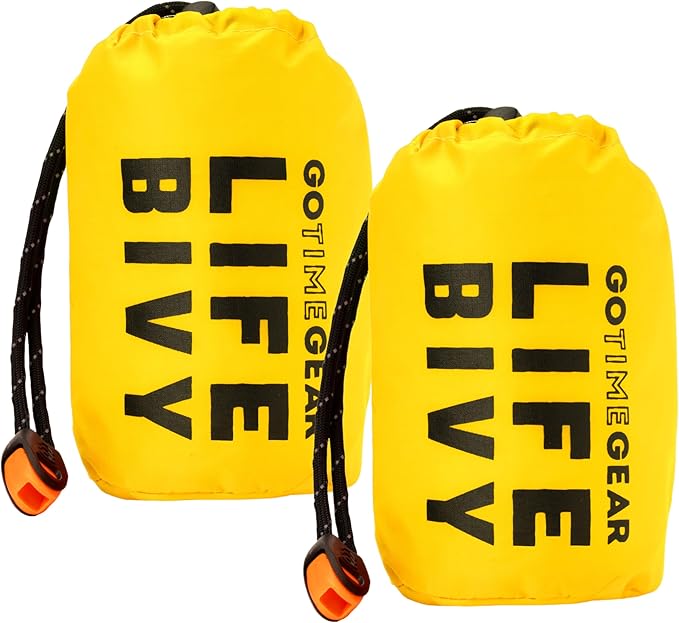 Go Time Gear Life Bivy Emergency Survival Sleeping Bag Thermal Bivy - Use as Emergency Bivy Sack, Survival Sleeping Bag, Mylar Emergency Blanket