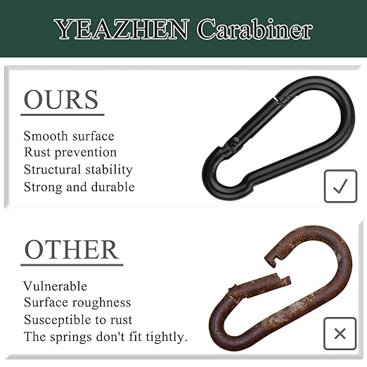 100Pcs Blcak M6 Spring Snap Hooks Carabiner, 2-3/8" Carabiner Clip, Heavy Duty Small Carabiner, 260LBS Holding Capacity Carbon Steel Snap Clip Hook for Swing Hammock Gym Outdoor Hiking Camping