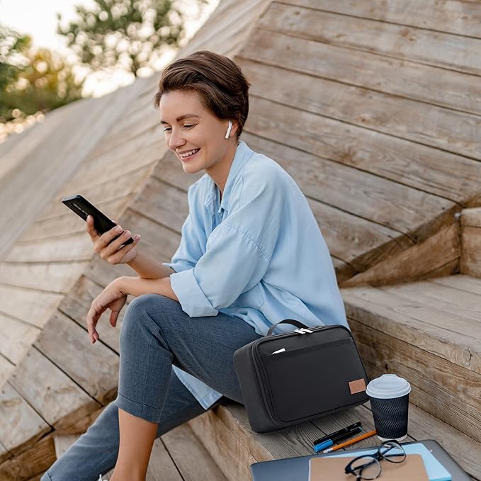 Lifewit Freezable Lunch Box, Insulated Reusable Lunch Bag with 2 Ice Packs, Mini Cooler Snack Bag for Bento Box for Salad, Sandwich, Snacks fo Men Women for Work, Black 5L