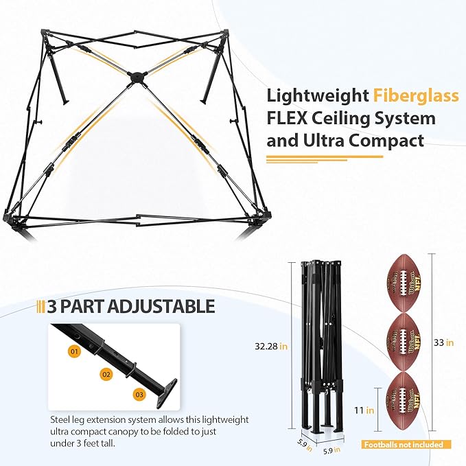 EAGLE PEAK Flex Ultra Compact 4x4 Pop-up Canopy, Sun Shelter, Changing Room, Portable Privacy Canopy Cabana for Pool, Fashion Photoshoots, or Camping, 4x4 ft, Yellow/Orange