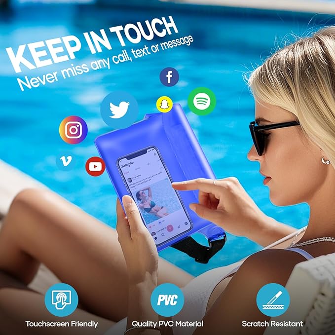 Waterproof Bag for Beach, Sandproof Fanny Packs for Women, Waterproof Pouch for Phone Passport Purse, Floating Dry Bags for Cruise Travel Water Park Boating Fishing Diving Surfing Kayaking Accessories