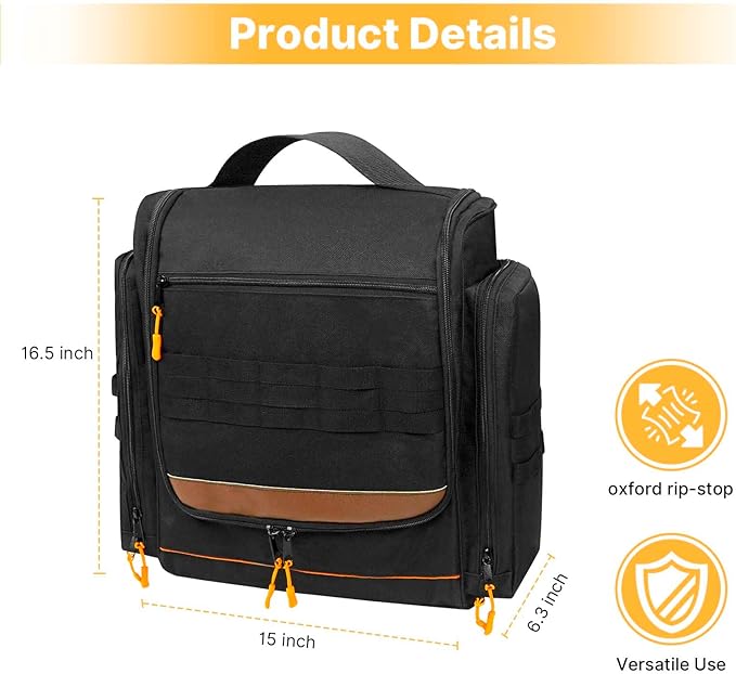 ORKELS Camping Organizer Hanging Tactical Camping Cookware Bag – Utensil Organizer with Towel Holder & Multiple Pockets for RV, Tent, Camper, Grilling