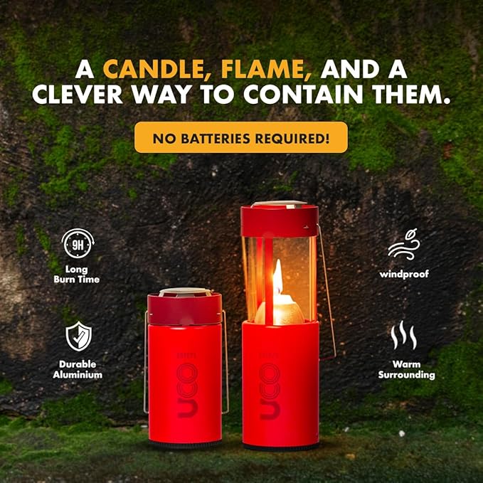 UCO Original Candle Lantern Value Pack with 3 Candles and Storage Bag, Original Size, Powder Coated, Volcano