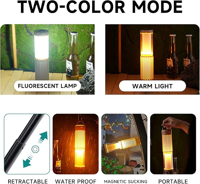 Outdoor Magnetic Rechargeable Camping Light, Retractable Camping Light, Portable Tent Light, Suitable for Hiking, Fishing, Travel, Emergency, Outdoor Adventure