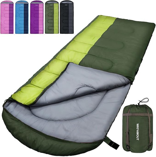 XL 10 Degree Sleeping Bags Waterproof for Adults 350GSM Machine Washable with Compression Sack for 3-4 Season Camping Outdoor