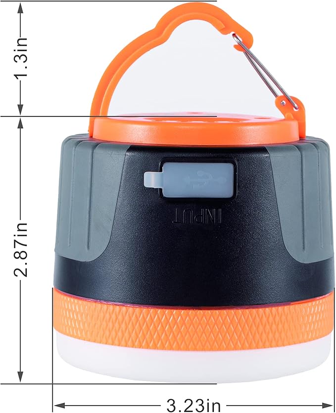 LIT-PaTH LED Camping Light, Rechargeable Lantern with Magnet Base, 4400 mAh, Survival Kit for Emergency, Hurricane, Outage, Large Orange, 2 Pack