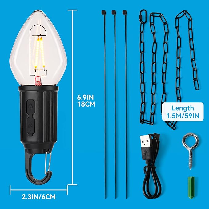Rechargeable LED Gazebo Lights Waterproof Outdoor Hanging Lights with 3 Modes, Battery Operated Candle Shape Chandelier for Pergola, Patio and Garden Light 1 Pack