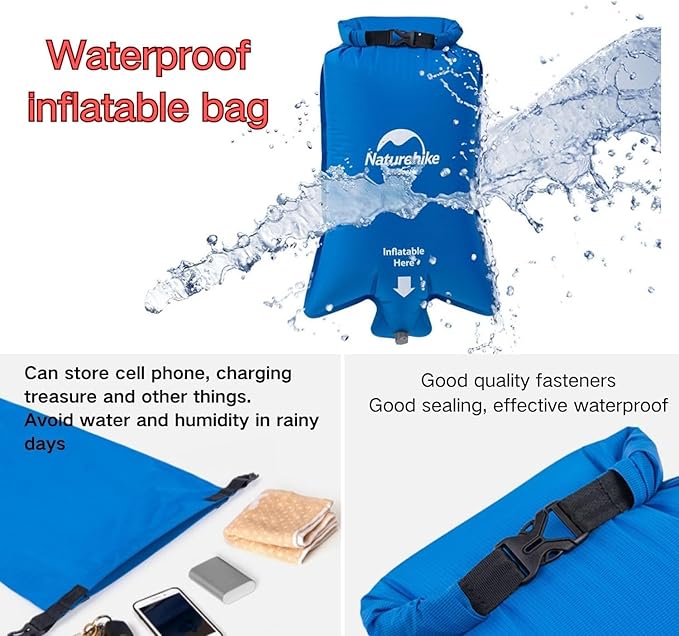 Naturehike Inflatable Double Camping Sleeping Pad, Ultralight Durable 2.55" Thickness Camping Mattress, Compact Air Mat for Hiking, Traveling, Backpacking&Outdoor (Blue)