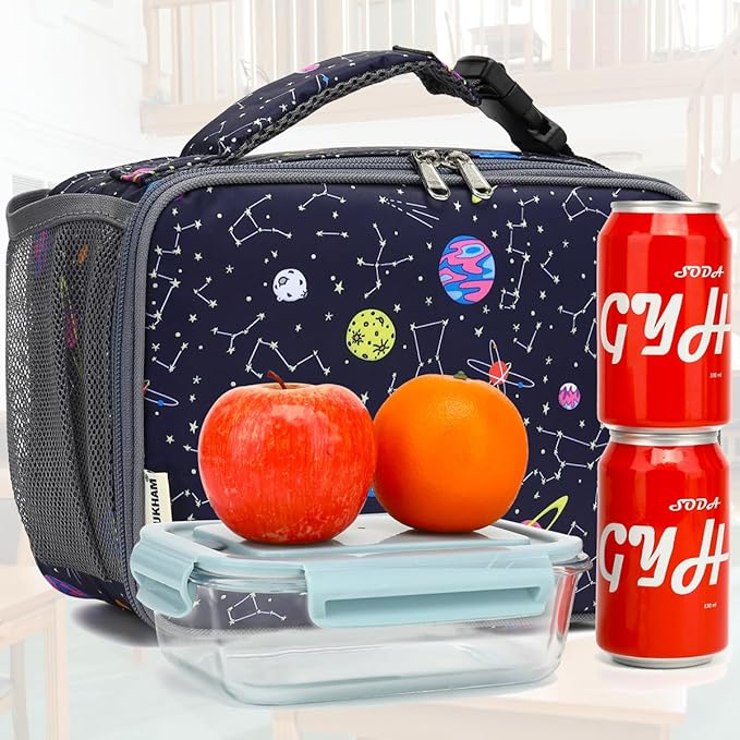 Insulated Lunch Box for School, Thermal Reusable Durable Freezable Lunch Bags for Kids Boys Girls Men Women - Small Soft Cooler Portable Lunch Tote Kit for Work Picnic Travel,Constellation
