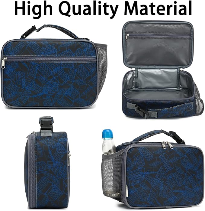 Insulated Lunch Box for School, Thermal Reusable Durable Freezable Lunch Bags for Kids Boys Girls Men Women - Small Soft Cooler Portable Lunch Tote Kit for Work Picnic Travel,Brick