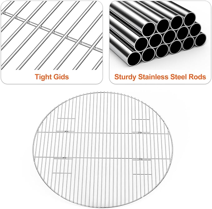 only fire BBQ Solid Stainless Steel Rod Foldable Cooking Grates for Grill, Fire Pit, 30-inch