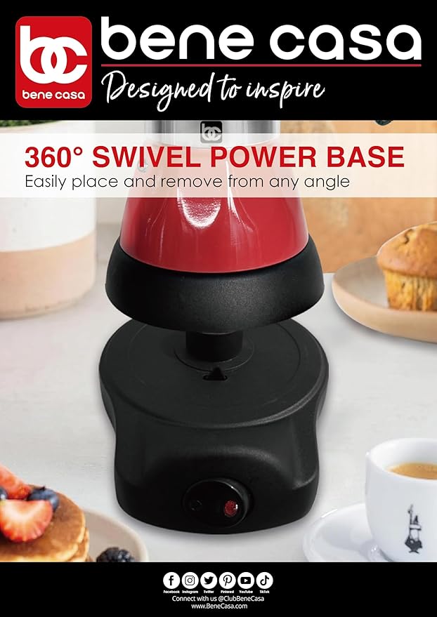 Bene Casa Red Portable Electric Espresso Maker/Cafetera, 1-3 Cups/Shots (1, RED)