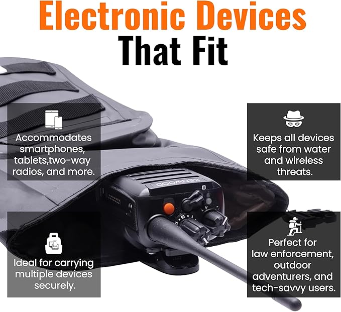 Dry Shield MOLLE Faraday Bag (9.5" x 6" x 2.5"), Signal Blocking, Waterproof & Submersible Tactical Bag with RF Shielding for Electronic Security